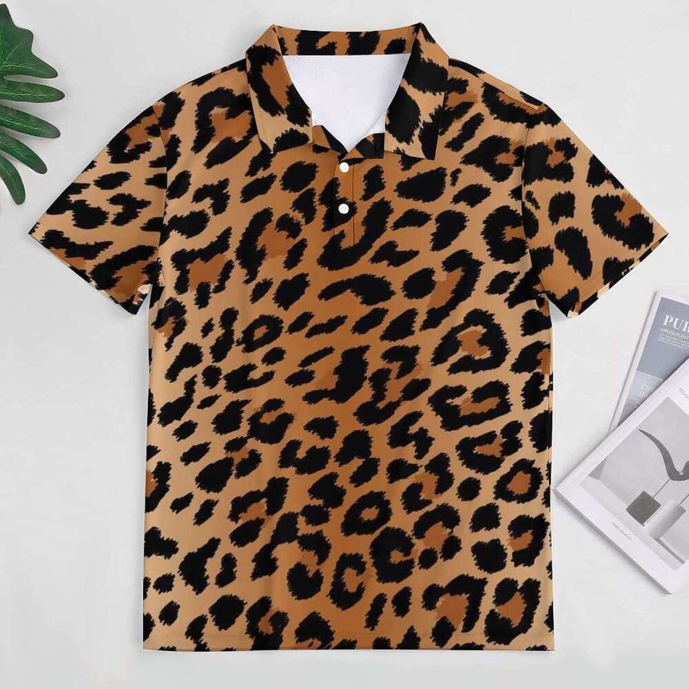 Fashion Mens Polo shirt fashion Leopard Print Golf for Men Shirts Quick-Dry Short Athletic T-Shirt Tennis Collared Shirt Casual tops summer clothes