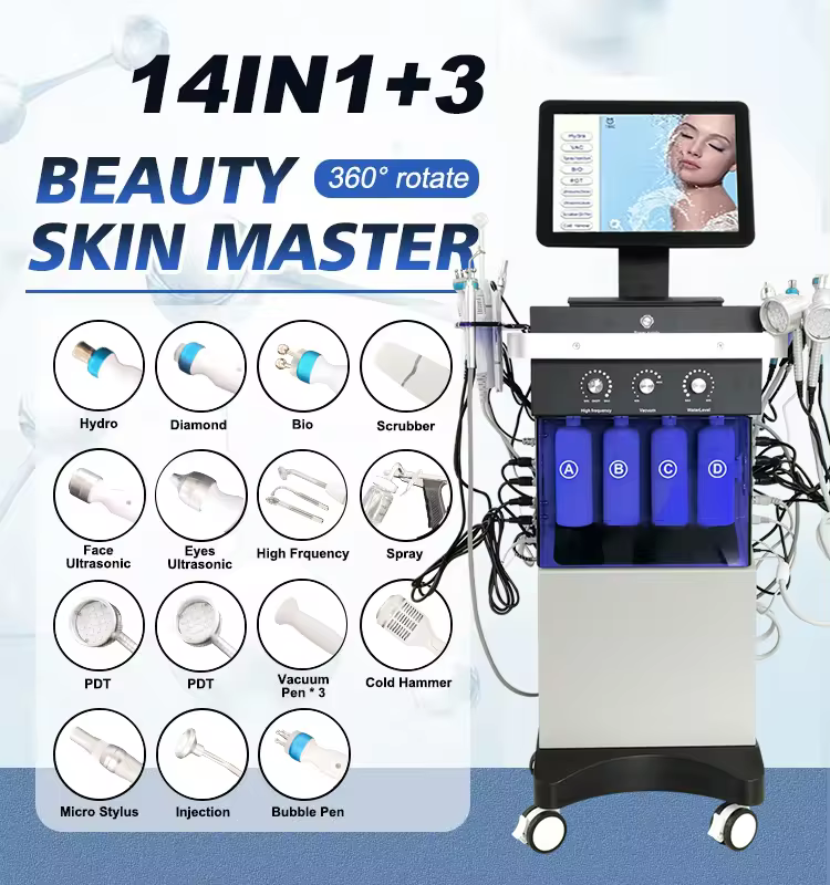 14 dans 1 Hydra Microdermabrasion Machine faciale Hydro Beauty Facial Aqua Peel Hidra Nettoyage facial 14 EN 1 Hydrodermabrasion Facial Machine