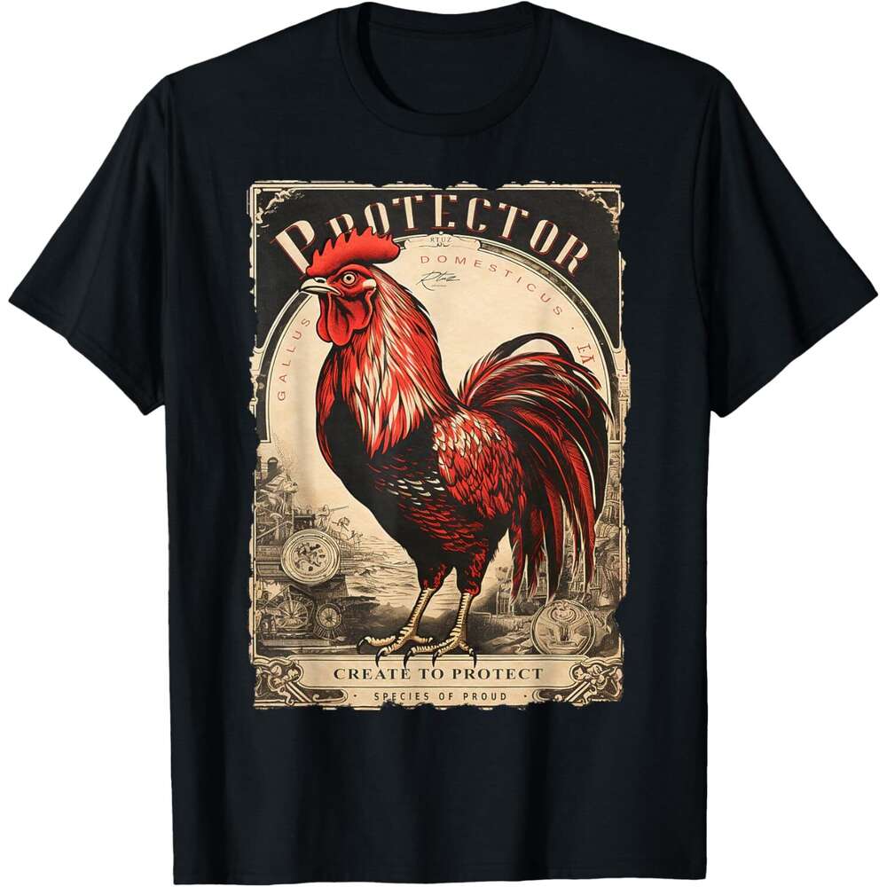 T shirt for Mens Vintage Bird Chicken Farm Farmer Rooster T-Shirt Shirts Tshirt Graphic Tee Casual Tops Clothes Short sleeve
