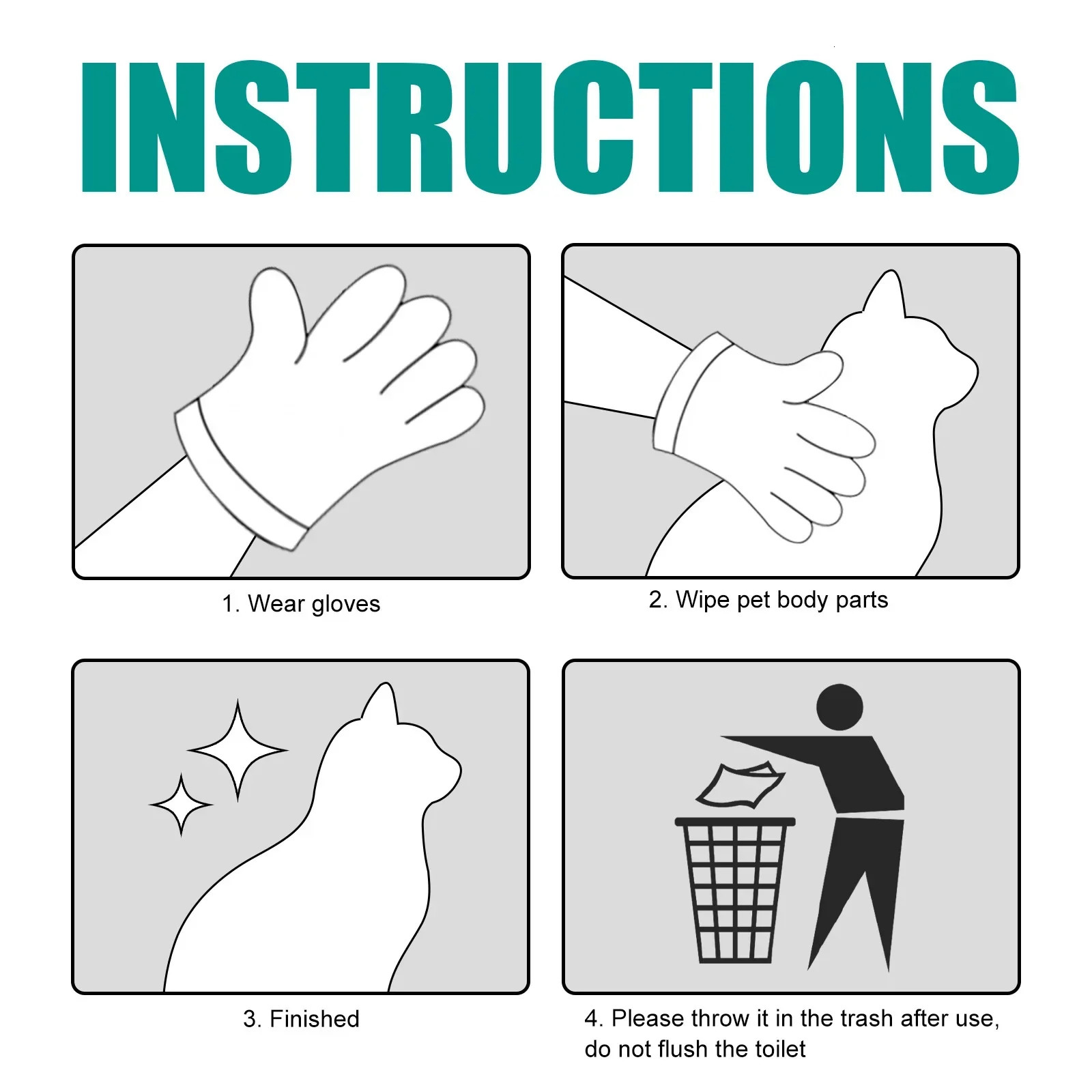 2026 New 2/6Pcs Pet Disposable Cleaning Wash Free Cats Dogs SPA Bath Supplies Massage Non Woven Fabric No Rinse Eye Wipe Gloves 240807 Shipping