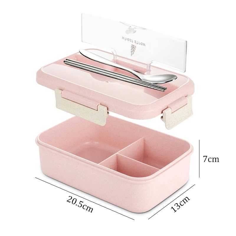 Lunch Box Food Container Bento Box Heated Lunchbox Kids Lunchbox Snack Straw Wheat Korean Sealed Student Plastic Box for FoodM240807