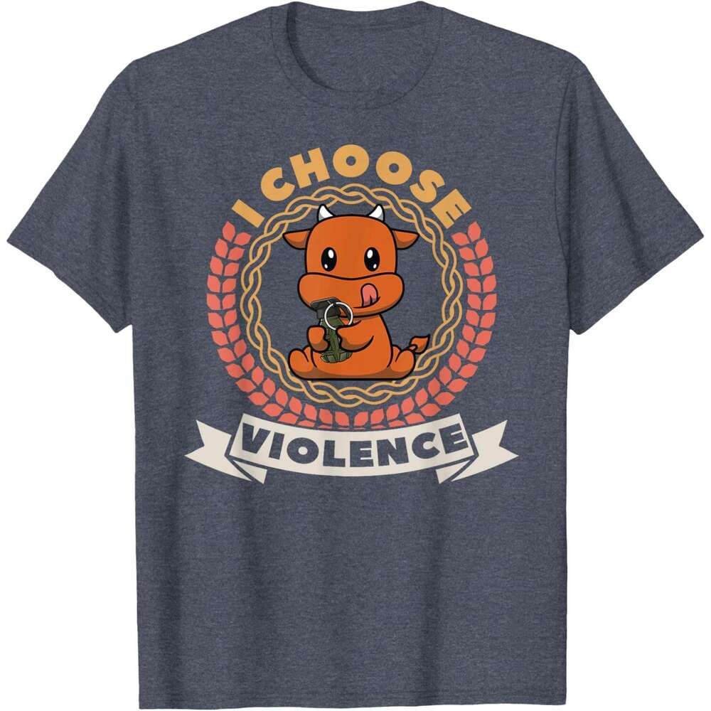 2025S Fashion Designer T Shirt For Mens Womens I Choose Violence Funny Cute Kawaii Cow Holding Gun T Shirt Shirts Tshirt Graphic Tee Casual Tops Cloth
