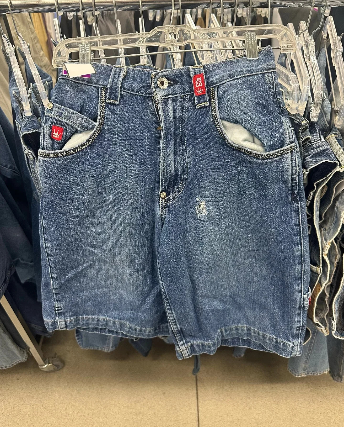 JNCO shorts with dragon pattern embroidered hiphop denim bag Y2k retro gothic washed blue mens wide leg cargo gym 240808