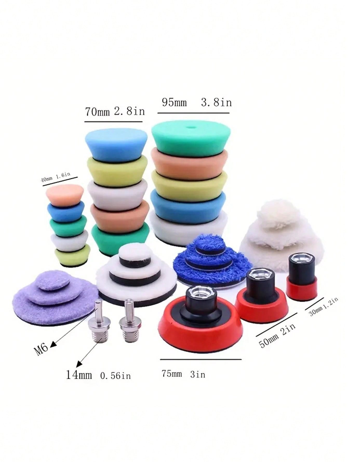 Sponge wheel car beauty polishing waxing sponge plate 32 pieces set tool 1/2/3 inch sponge wheel wool pad