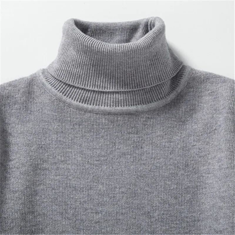 Mens sweater turtle neck puller Korean fashion computer knitted mens black and white solid 240807