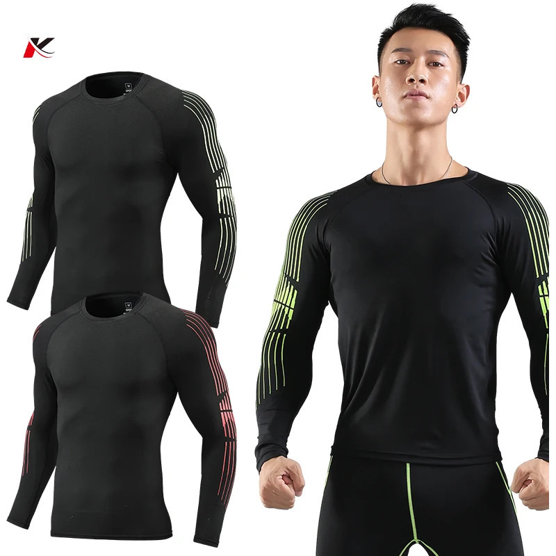 Gym fitness Tshirt mens long sleeved summer jersey legged Rashguard compression tight fast drying 731 240827
