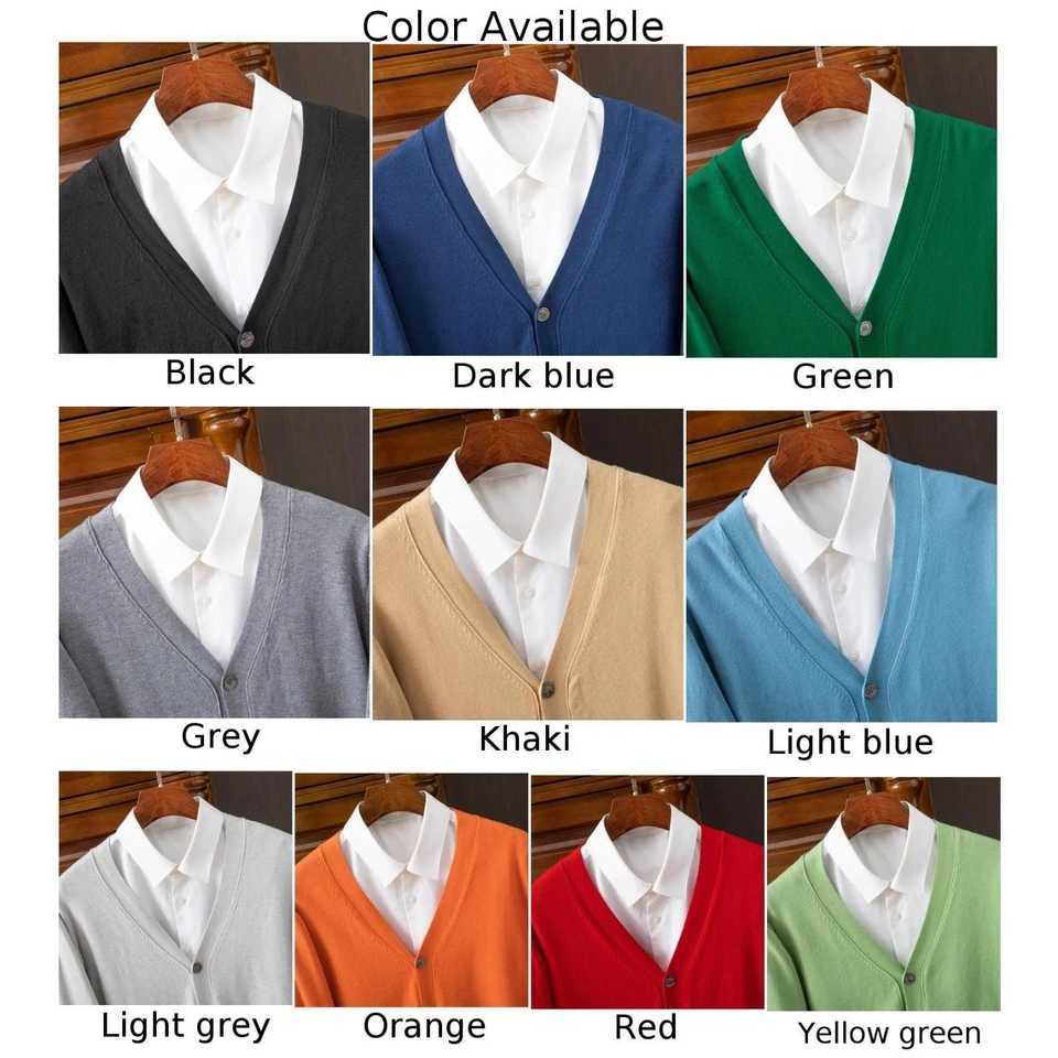 Male Sweater Men Cardigan Spring V-neck Warm Autumn Knitted Leisure Slight Stretch Soft Solid Color Baggy ButtonM240808