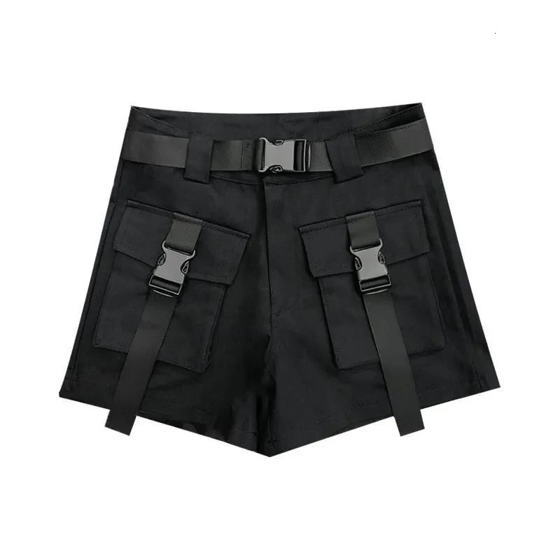Joggers Techwear Shorts Women High Waist Alt Casual Short Cargo Pants Send Belt Harajuku Summer Emo Egirl Clothes Beach Y2K Punk 240808