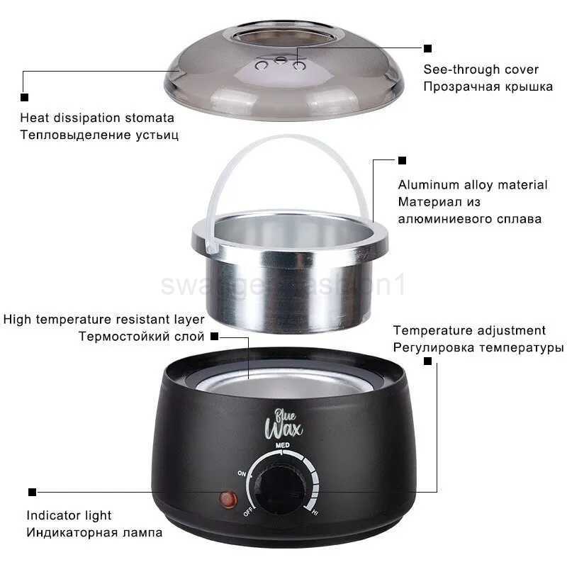 Wax Heater Warmer Hair Removal Machine For Hand Foot Body SPA Epilator Paraffin Wax Pot +Wax Beans + Wood SticksXJ240808
