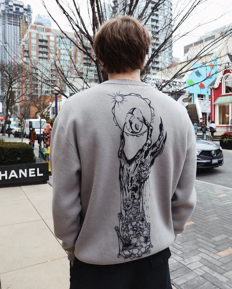 Hip Hop Sweaters Grunge Y2K Vintage Knitted Punk Gothic Streetwear Jumpers top Men Women Harajuku Fashion Pullover punk 240808