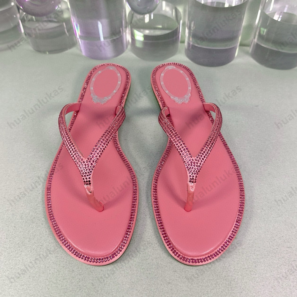 vacation Flip Flops sandal rhinestone decorative Slippers women Crystal embellished slides Summer Sandals shoes flats sandal women luxury designer slide slipper