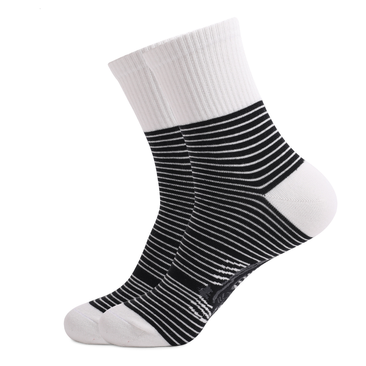 Men's new black white striped animal cat print plus size men's and women's mid tube socks dongdumaoyi