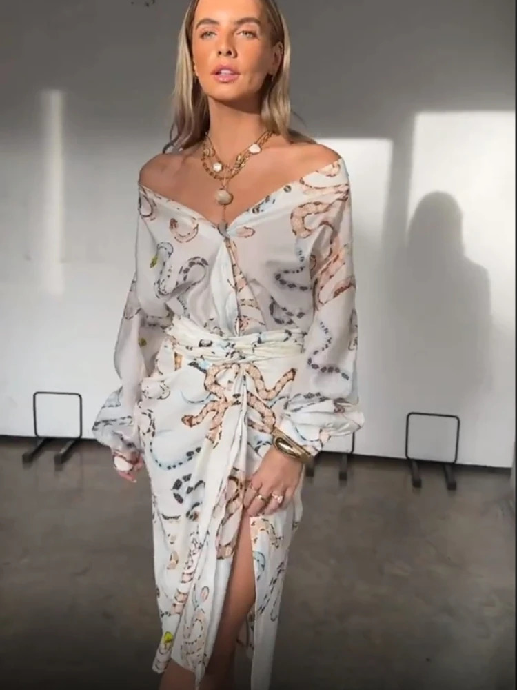 Print Shirt Skirt for Women Long Sleeved Dress Slit Skirt Womens Single Breasted Beach Two Piece Skirt Sets Womens Outifits 240808