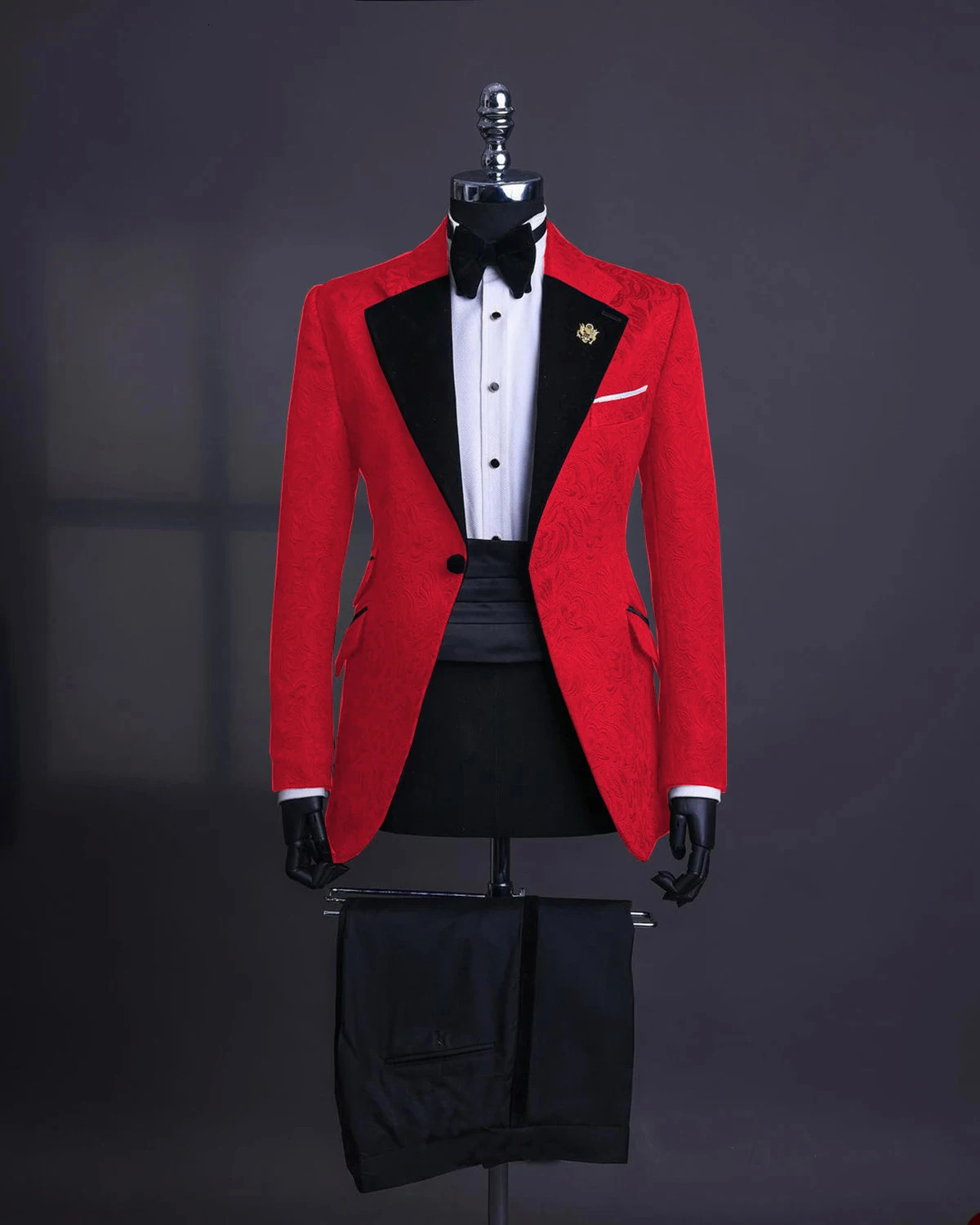 Burgundy Floral Jacquard Prom Party Men Suit For Wedding 2 Piece Slim Fit Groom Tuxedo Male Fashion Costume Jacket Pants 240807