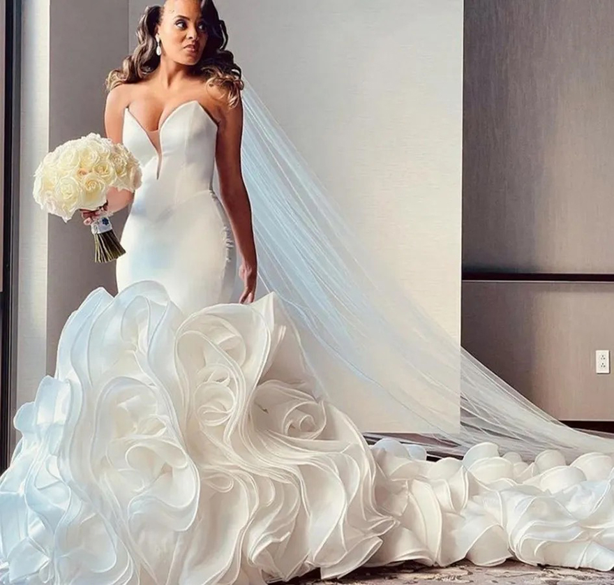 Romantic Mermaid Wedding Dresses Sweetheart Satin Tulle Ruffle Long Train Sexy Bridal Gown 2024 New Design Custom Made robe de mariee