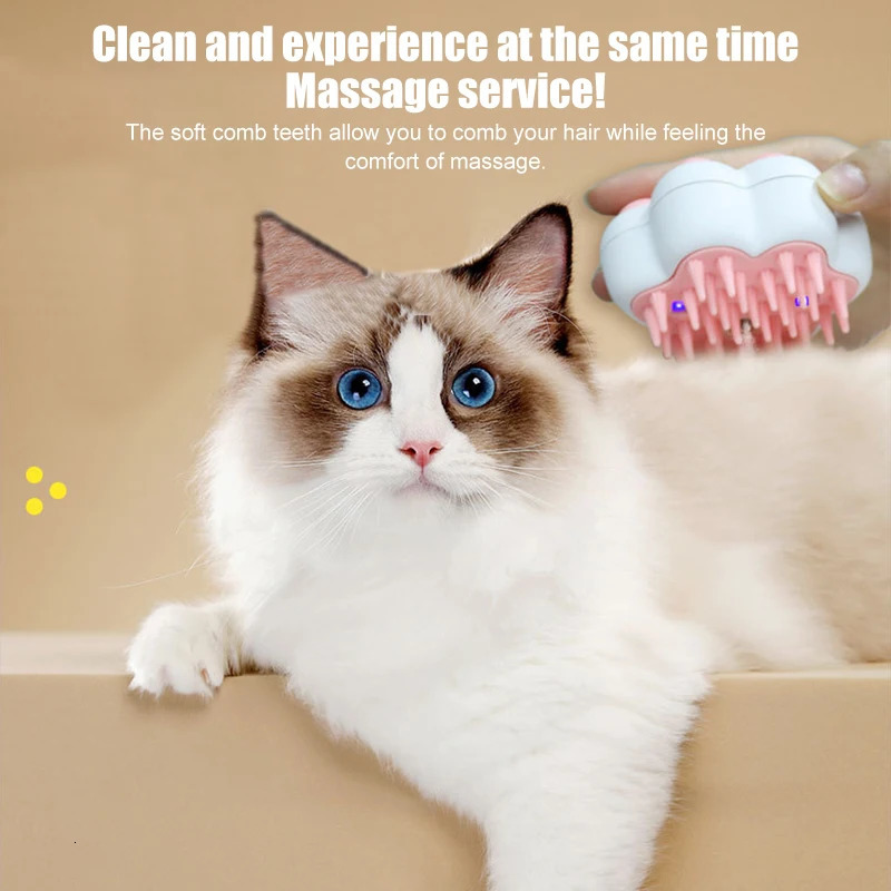 Cat steam brush steam dog brush 4 in 1 electric spray Cat brush used for massage pet grooming comb removal comb real 240807