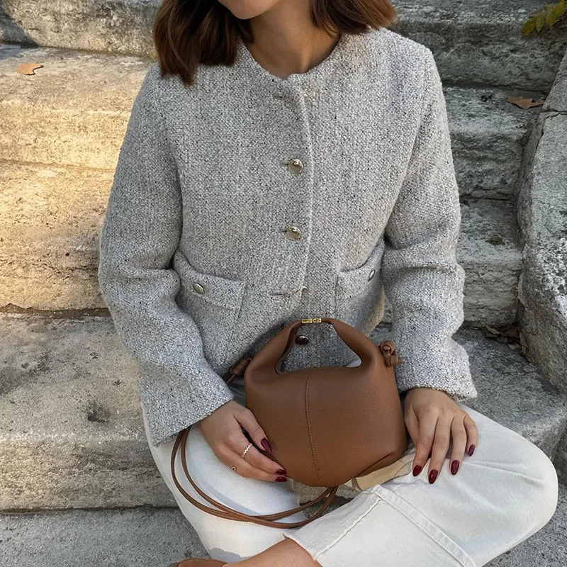 TARUXY Womens Winter Coat Warm Long Sleeve Casual Cut Open Fleece Sweater Womens 2024 Winter Street Elegant Coat240807