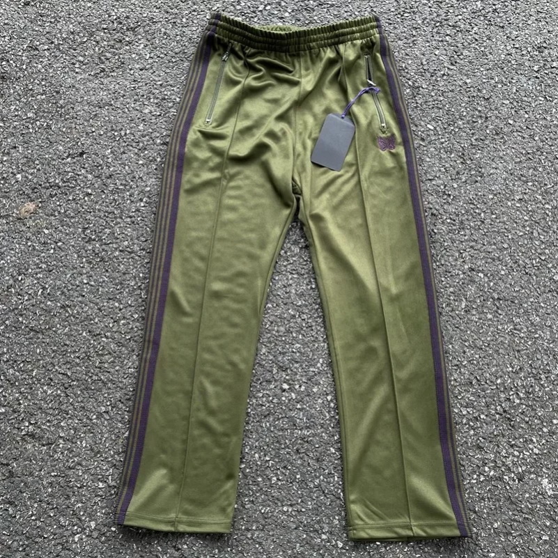 Green Embroidery Jogger Pants | Striped Drawstring Casual Straight