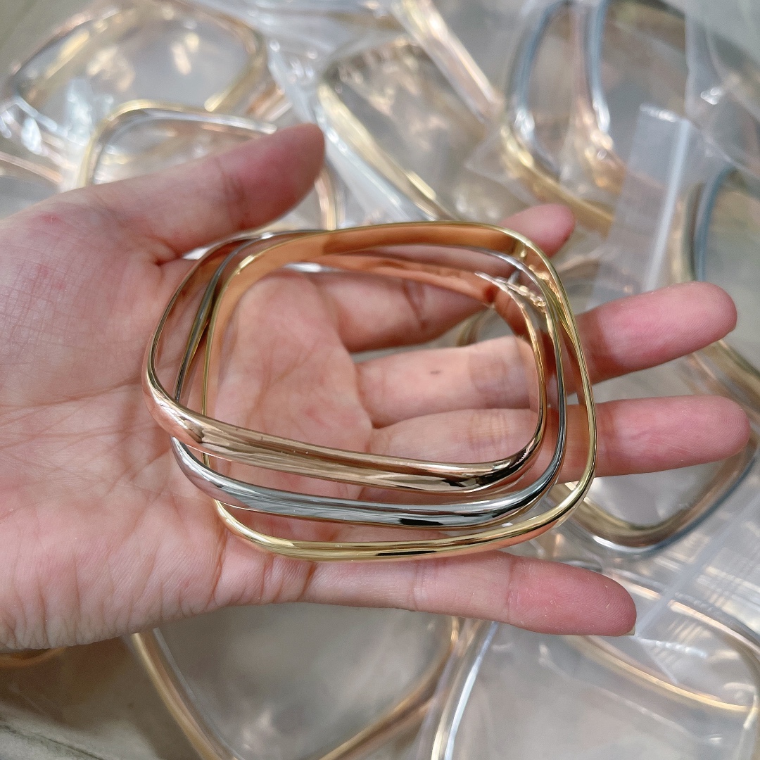 trinity square tricolor bangle for woman Bracelet TOP quality Gold plated designer jewelry with box 008