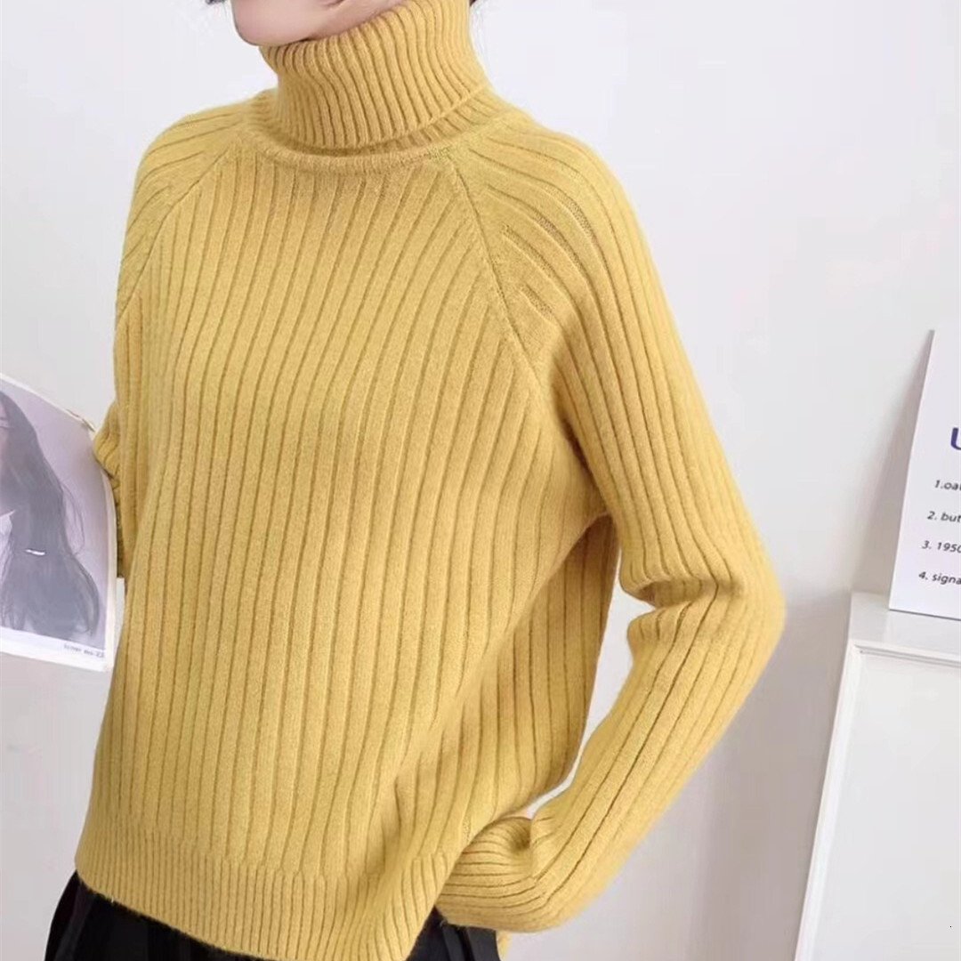 High neck solid color pit stripe Chinese style medium long 2024 autumn and winter new design slit knitted sweater c9aa1 60fb0
