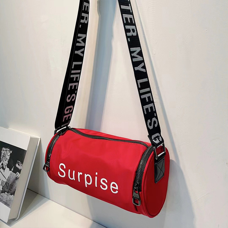 Trendy crossbody bag New waterproof nylon shoulder bag personality printed cylinder bag women's bag everything casual bag