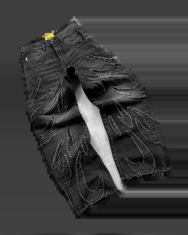 selling ripped original edge embroidered denim Trouser retro Harajuku bagged jeans Y2k mens hiphop punk casual pants 240807