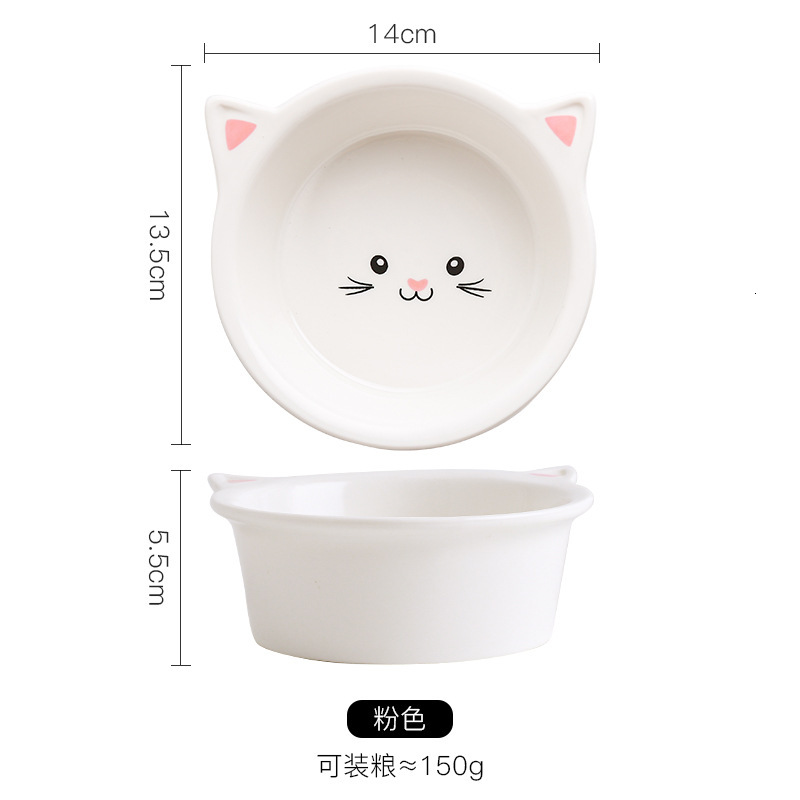 Cartoon ceramic Iron Stand Double Dog Dual Purpose Food Bowl Cervical Protection Pet water Heightening Cat bowl Household