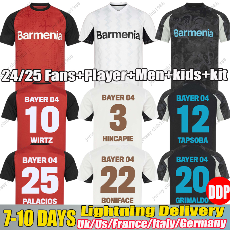 B04 Bayer 24 25 Leverkusen Jerseys 10 WIRTZ maglia 30 FRIMPONG 12 TAPSOBA 25 PALACIOS camiseta GRIMALDO HINCAPIE BONIFACE KOSSOUNOU fans Mens kids kit Football shirt