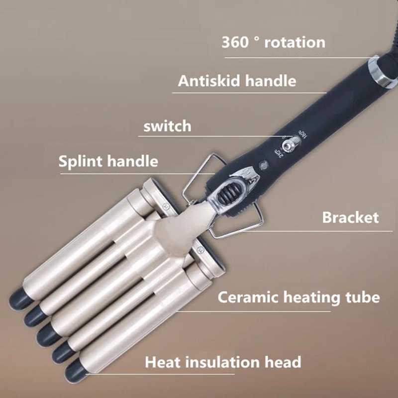 5 barrels of curling iron double voltage curling iron electronic LCD digital display hair styling curling ironXJ241010