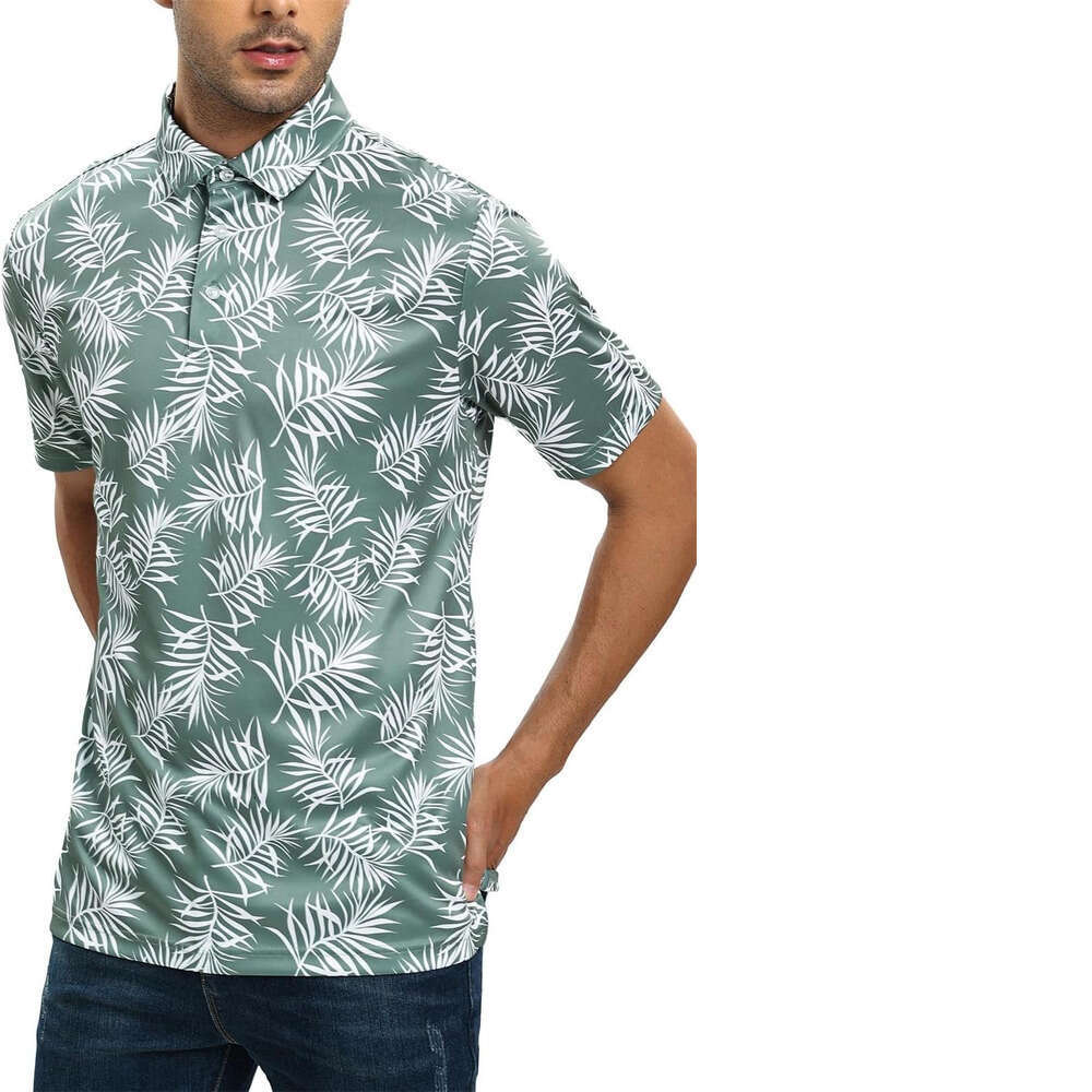 Fashion Mens Polo shirt comfort Golf Shirts for men - Short Performance Print Moisture Wicking Shirt Polos shirts tshirt Casual tops summer clothes