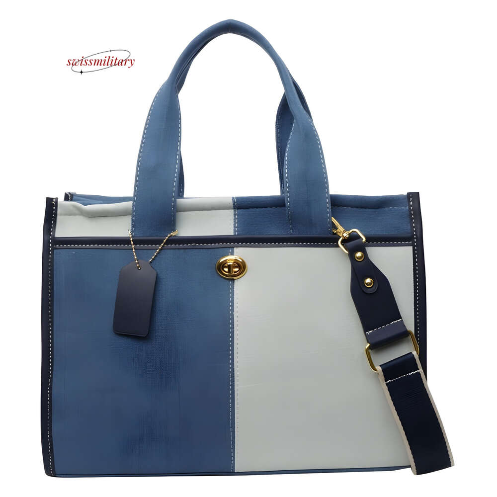 2024 New Fashionable Contrast Color Spliced Denim Handheld for Women's One Shoulder Crossbody Commuter Leisure Tote Bag H88#41 ddmy 62f5