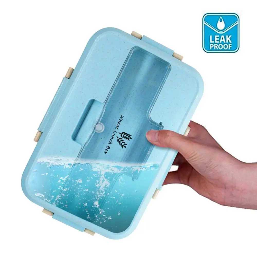 Lunch Box Food Container Bento Box Heated Lunchbox Kids Lunchbox Snack Straw Wheat Korean Sealed Student Plastic Box for FoodM240807