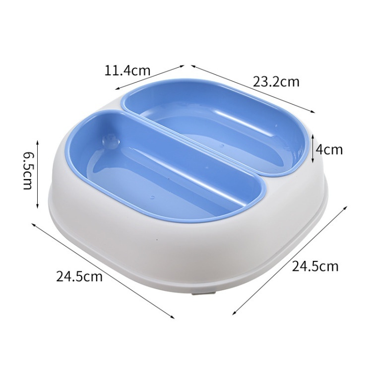 Dog dual bowl food bowl, large capacity anti spill pet food bowl, anti slip and easy to clean cat bowl, 2-in-1 food bowl