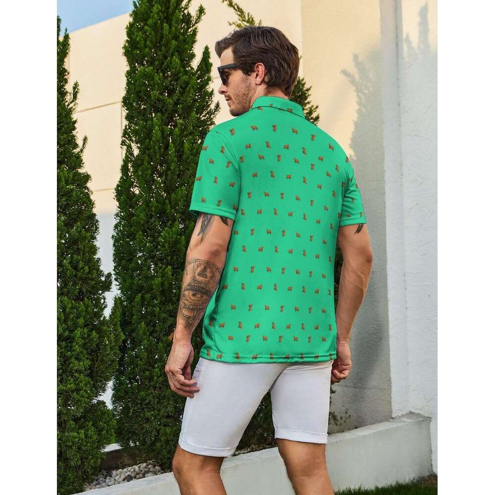Fashion Mens Polo shirt fashion Polo Fun Print for Men Quick Dry Button Golf Shirts Athletic Casual Shirt Polos shirts tshirt Casual tops summer cloth