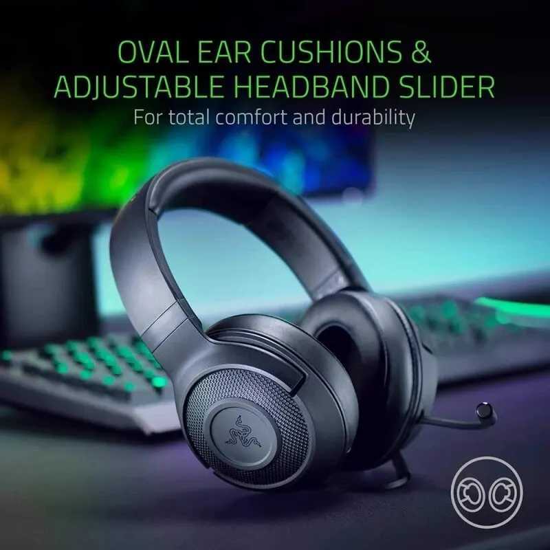 Razer Kraken X Essential Gaming Headset 7.1 Surround Sound Headphone Bendable Cardioid Microphone 40mm Driver Unit HeadphonesCL240808