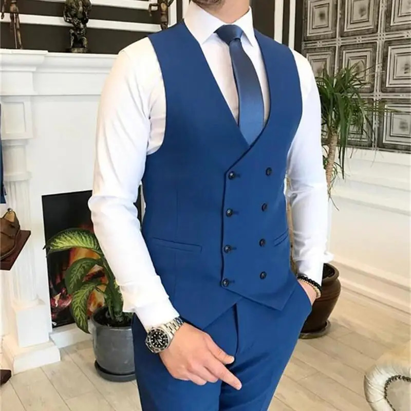 Burgundy Double Breasted Vest Costume Homme Men Suit For Wedding Groom Wear Prom Man Blazer Slim Fit 3 Pieces Terno 240807