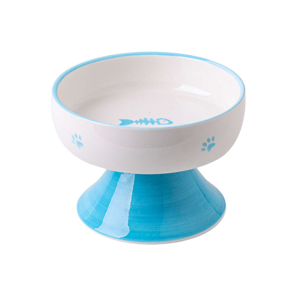 cat high foot ceramic dinner plate water dispenser rice feeding bowl protect cervical pet cats