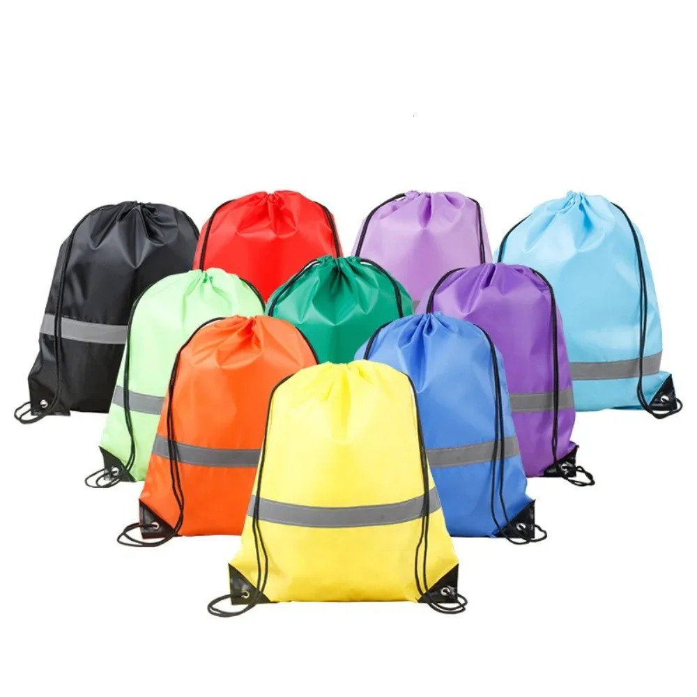 43x34cm Portable Drawstring Reflective Backpack Outdoor Gym Swimming Sports Travel Bag Waterproof Beach Pocket 240808