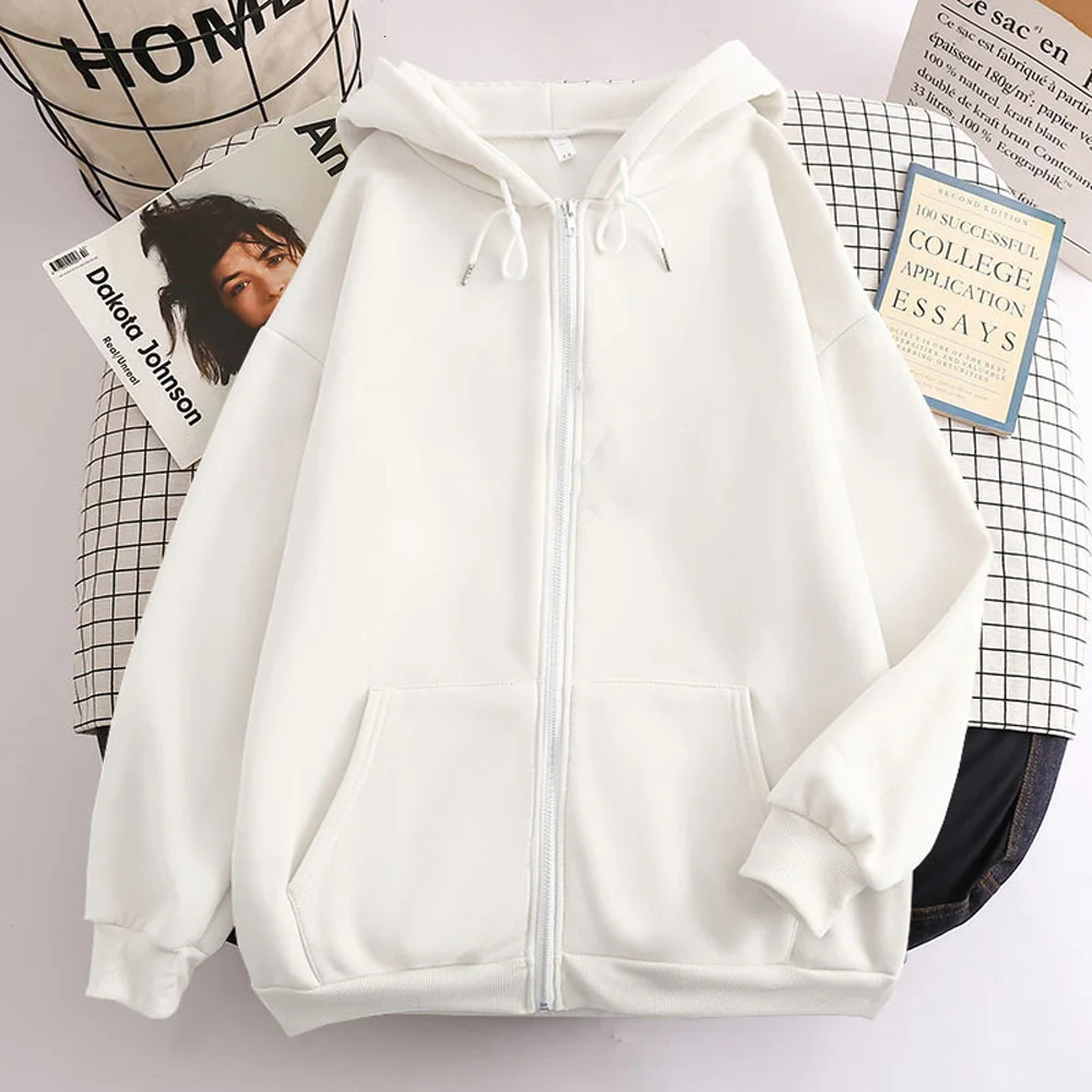Zipper hoodie retro long sleeved loose jacket oversized casual streetwear mens Y2k top 240812