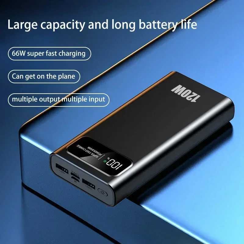 200000mAh Power Bank 120W Super Fast Charging High Capacity Portable Digital Display External Battery For iPhone Samsung xmCL240808