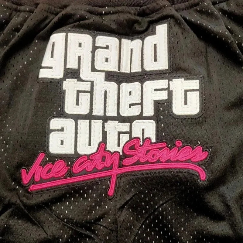 Basketball shorts oversized mens GTA VICE CITY embroidered womens sports high street hiphop breathable mid beach pants 240824
