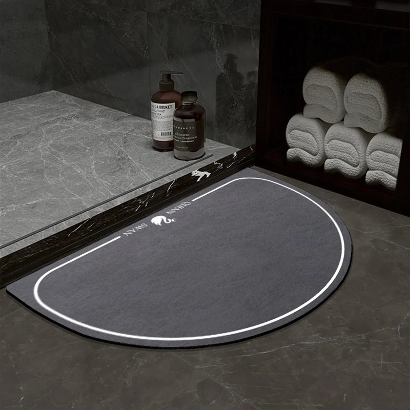 Diatomaceous Earth Curved Bath Floor Mats Bathroom Mat Absorbent Anti Slip Quick Dry Bathroom Rug Toilet Door Carpet Washable 240807