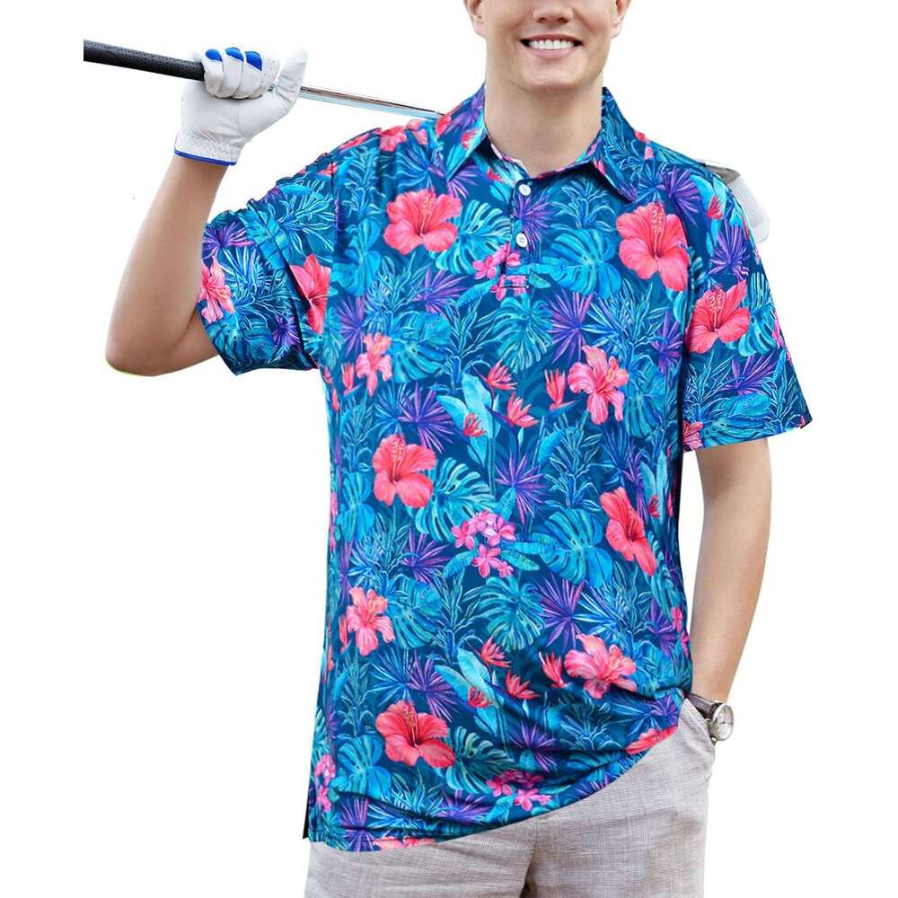Fashion Mens Polo shirt Golf for Men Fit Performance Short Print Quick-Dry Moisture Wicking Collared Polos shirts tshirt Casual tops summer clothes