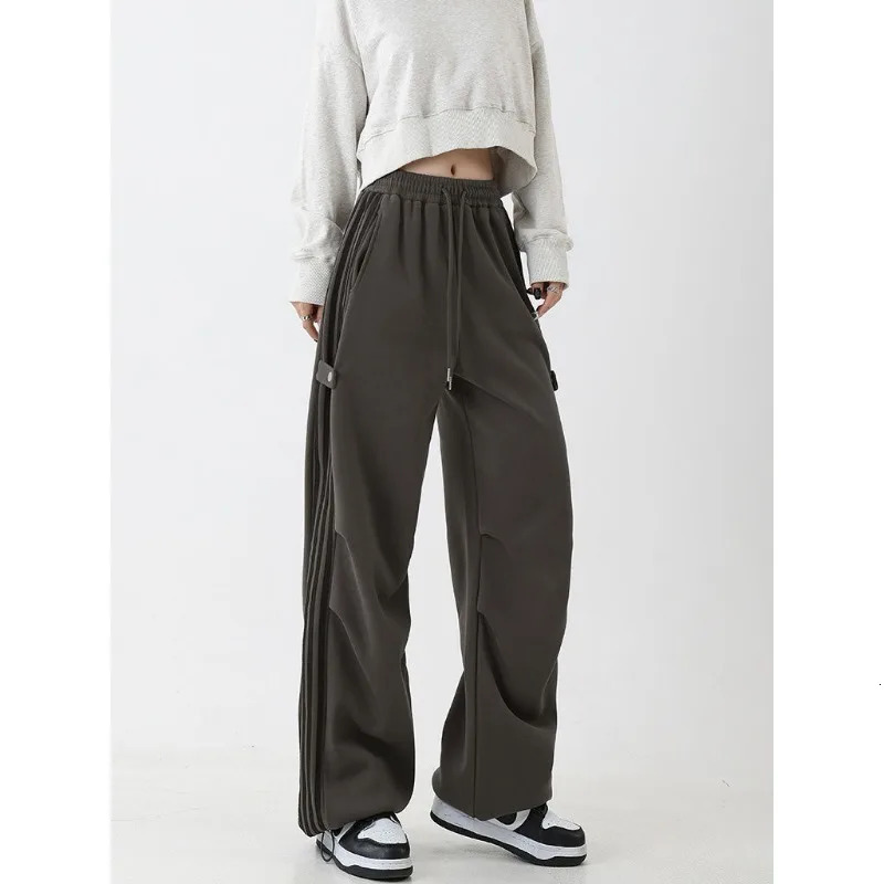 QWEEK Y2k Striped Swestpants Woman Sports Baggy Korean Fashion Pants Streetwear Cargo Harajuku Spring Trousers Vintage Aesthetic 240821