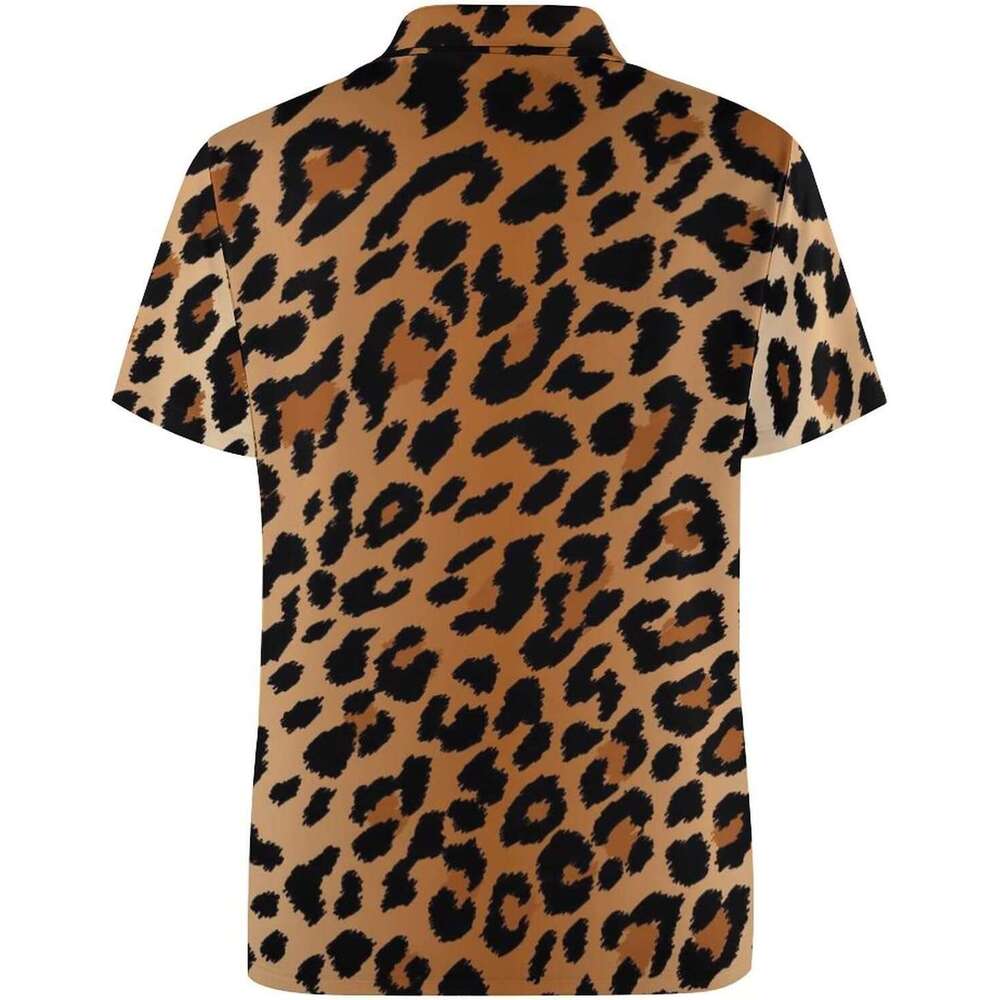 Fashion Mens Polo shirt fashion Leopard Print Golf for Men Shirts Quick-Dry Short Athletic T-Shirt Tennis Collared Shirt Casual tops summer clothes