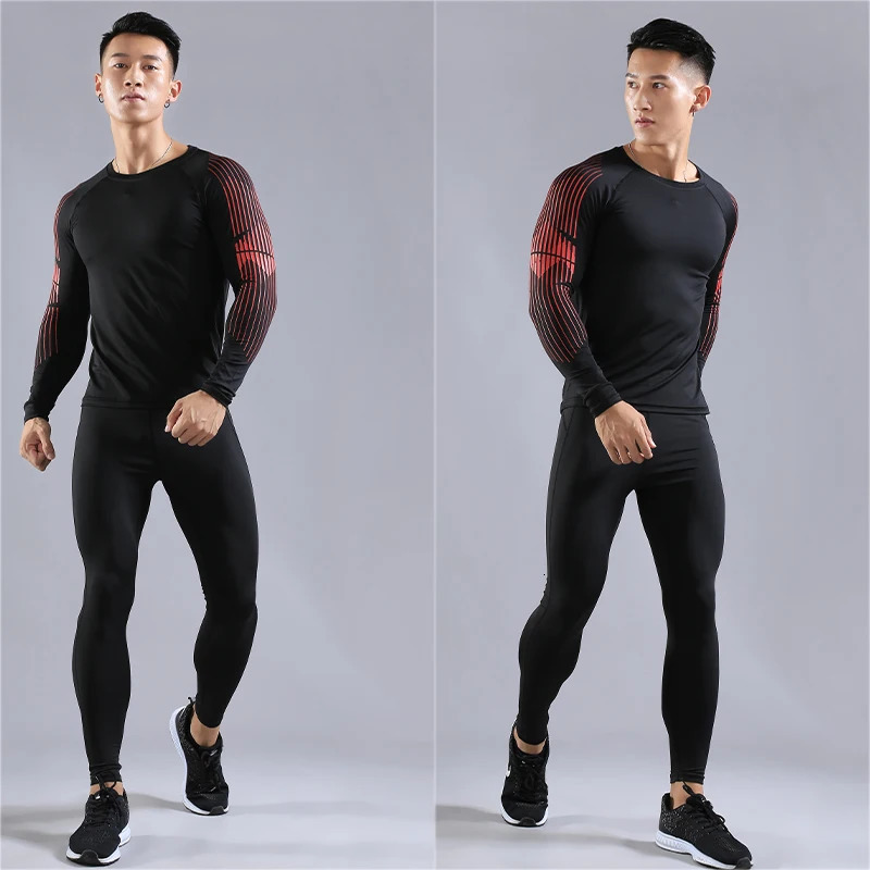 Gym fitness Tshirt mens long sleeved summer jersey legged Rashguard compression tight fast drying 731 240827