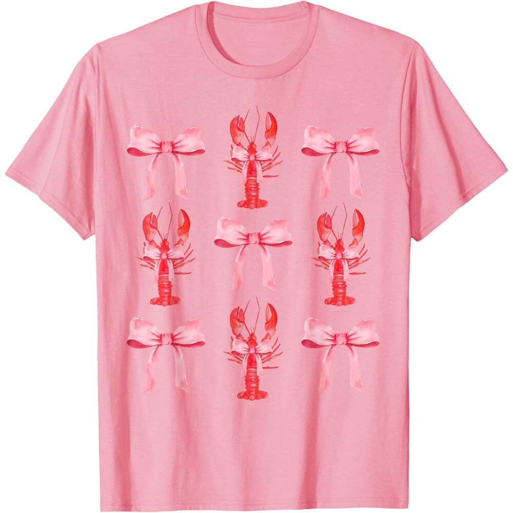 T shirt for Mens Womens Pink Bow Cute Coquette Crawfish y2k Clean Girl Aesthetic T-Shirt Shirts Tshirt Graphic Tee Casual Tops Clothes Short sleeve