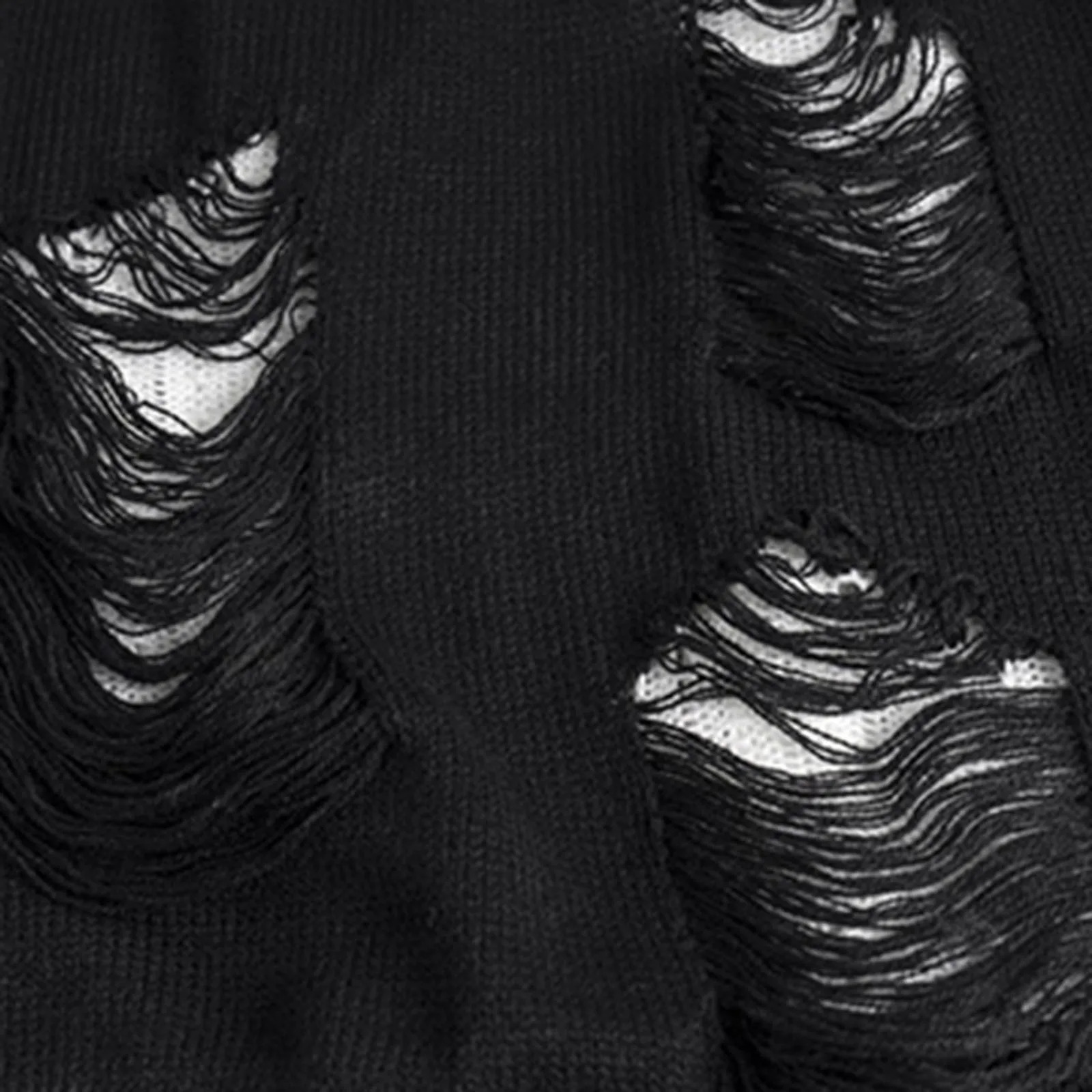 Fashion Retro Hole Breaking Sweater Mens Harajuku Y2K Style Loose Pullover Sweater Long Sleeve Casual Knit Sweater Jacket 240808