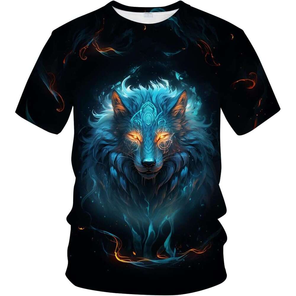 Mens T shirt Funny Wolf Printed T-Shirt Animal Graphic Tee Shirt shirts tshirt graphic tee Casual tops summer clothes Short sleeve Free shipping