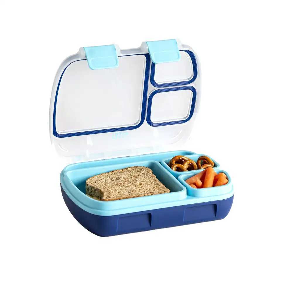 Bento Box Lunch Box for Kids and Adults with Removable Tray and Handle Blue Easy To Use Easy To Carry and Easy To CleanM240807